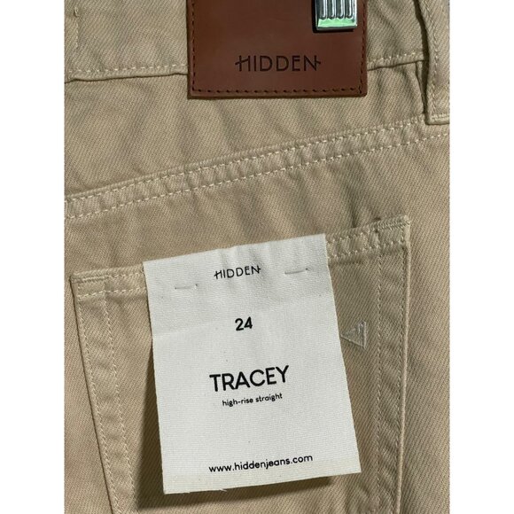 Hidden Los Angeles Womens Tracey High-Rise Straight Distressed Beige Jeans Sz 24 - Picture 3 of 12
